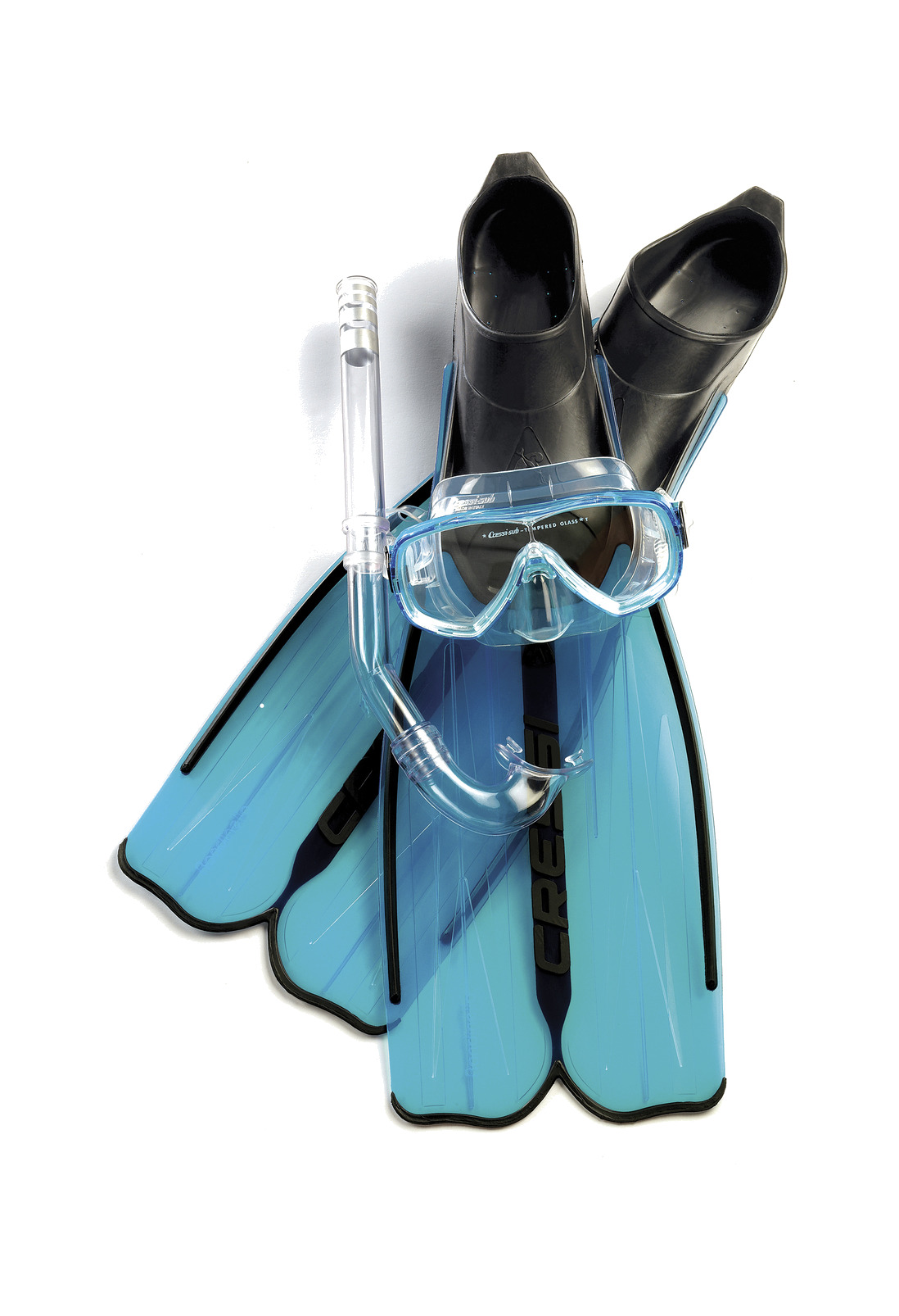 conjunto de snorkeling cressi 100% made in italy - máscara onda + tubo gringo + aletas rondinella